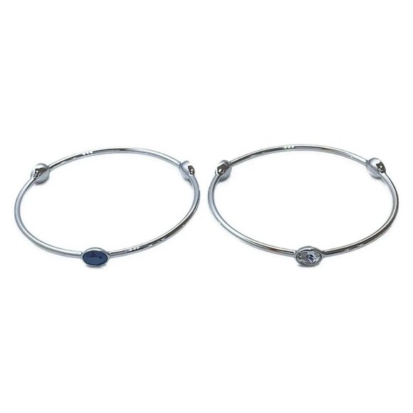 Auth SWAROVSKI - Silver Clear Dark Gray Hardware Swarovski Crystal Bangle - Picture 1 of 3
